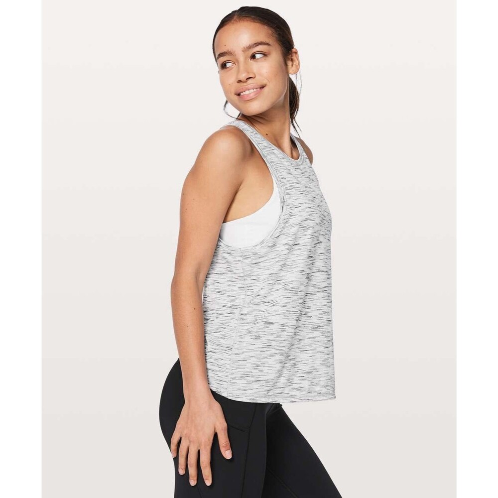 Lululemon Squad Goals Tank Top Tiger Space Dye Black White Gym Run Yoga Size 12